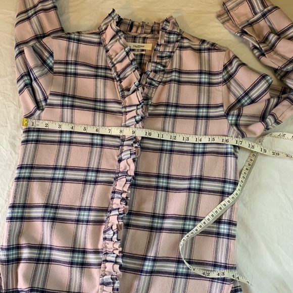 Isabel Marant Étoile Wendy Plaid Ruffle Flannel Shirt Sz 4 Pink Blue Check - Picture 8 of 9